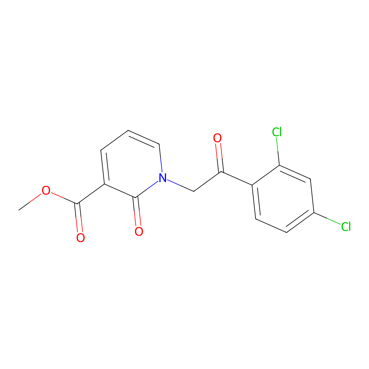 Methyl 1-[2-(2,4-dichlorophenyl)-2-oxoethyl]-2-oxo-1,2-dihydro-3-pyridinecarboxylate molecular structure, CAS 339024-59-8