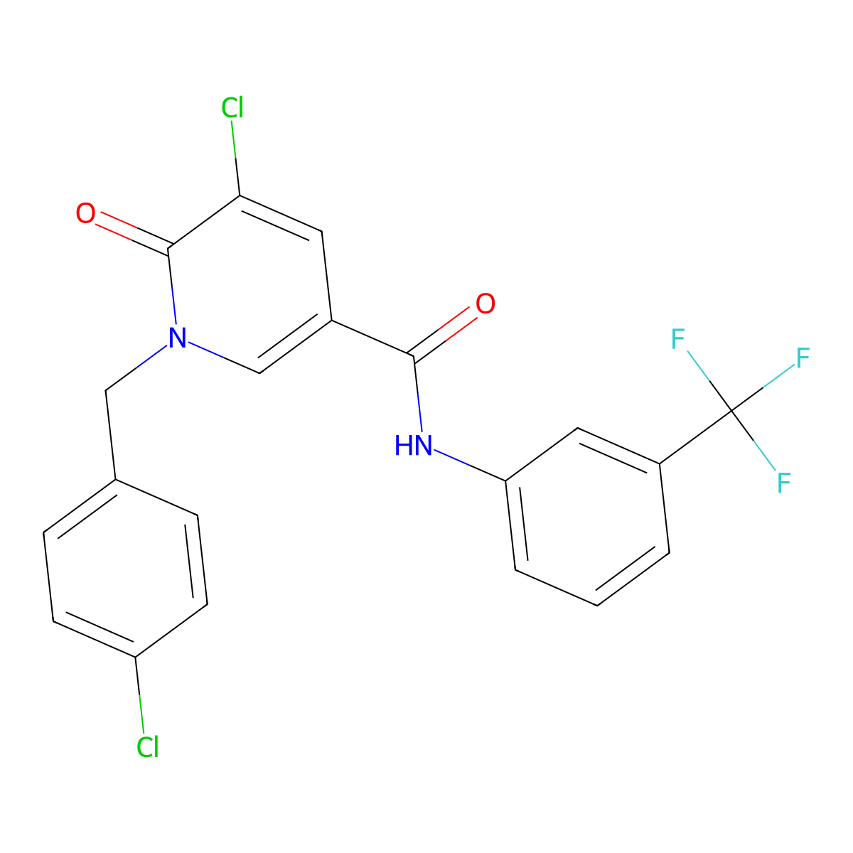 5-chloro-1-[(4-chlorophenyl)methyl]-6-oxo-N-[3-(trifluoromethyl)phenyl]pyridine-3-carboxamide molecular structure, CAS 339024-66-7