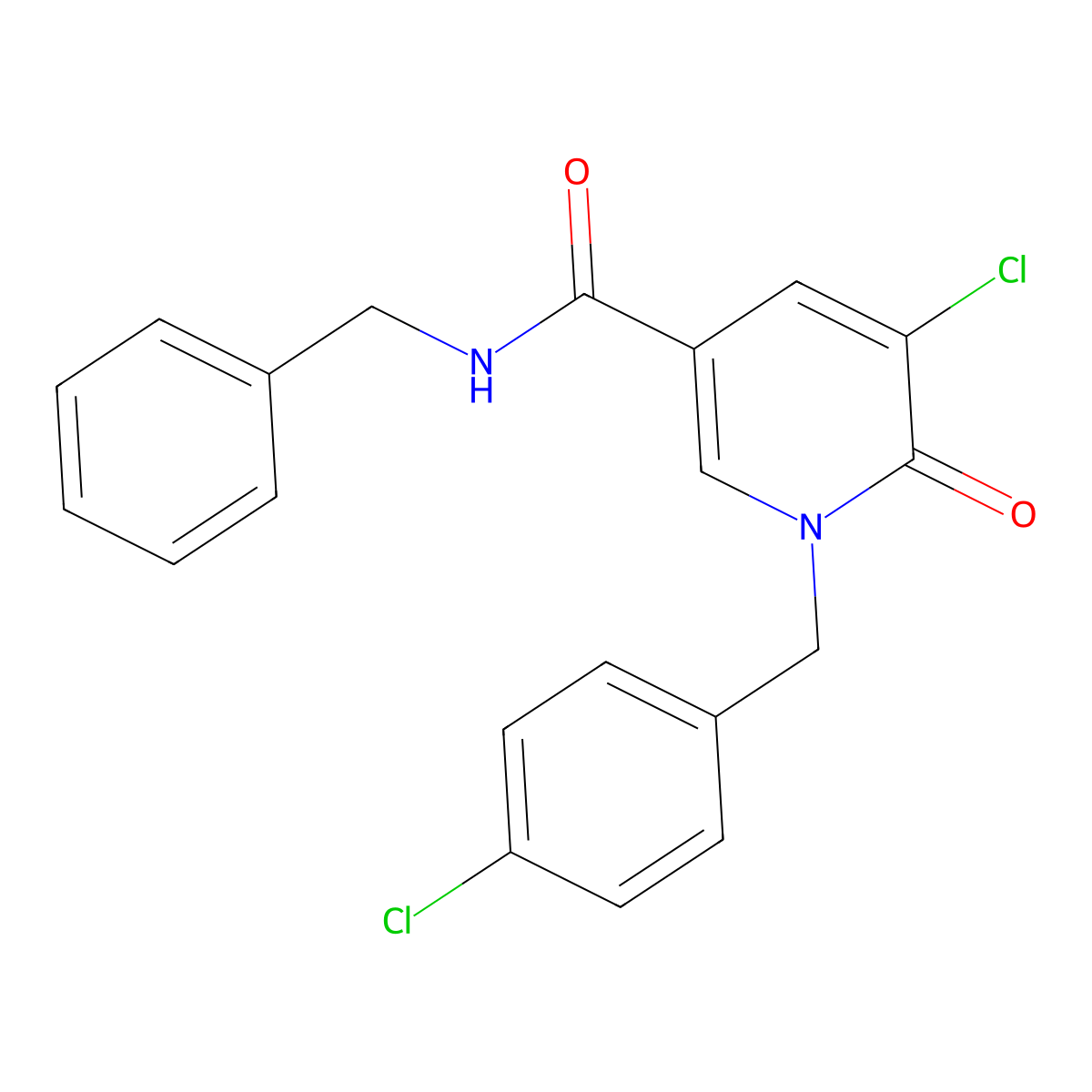 N-benzyl-5-chloro-1-(4-chlorobenzyl)-6-oxo-1,6-dihydro-3-pyridinecarboxamide molecular structure, CAS 339024-70-3