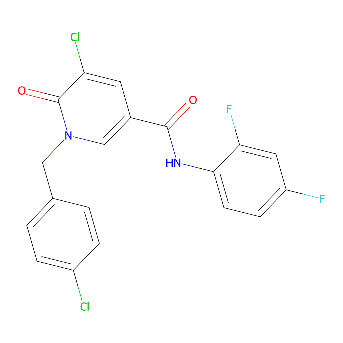 5-chloro-1-(4-chlorobenzyl)-N-(2,4-difluorophenyl)-6-oxo-1,6-dihydro-3-pyridinecarboxamide molecular structure, CAS 339024-72-5