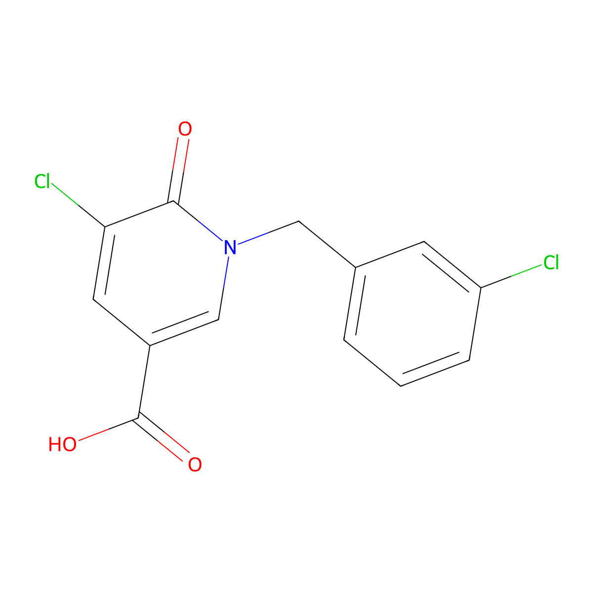 5-Chloro-1-(3-Chlorobenzyl)-6-Oxo-1,6-Dihydro-3-Pyridinecarboxylic Acid molecular structure, CAS 339024-74-7