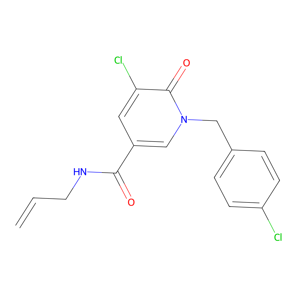 N-allyl-5-chloro-1-(4-chlorobenzyl)-6-oxo-1,6-dihydro-3-pyridinecarboxamide molecular structure, CAS 339024-76-9