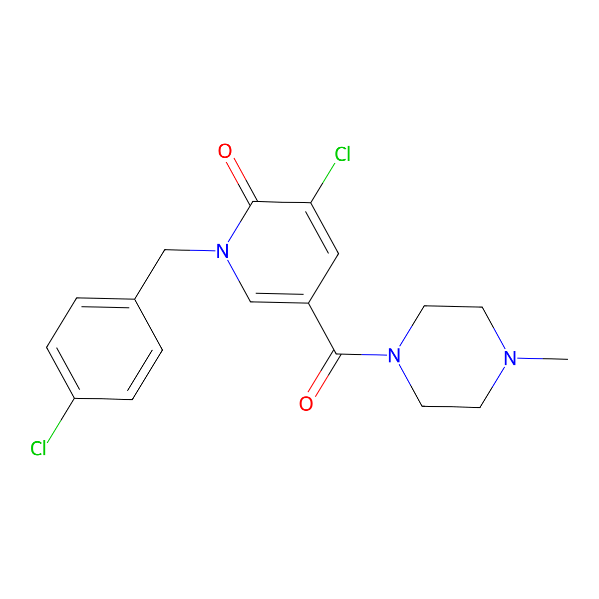 3-chloro-1-(4-chlorobenzyl)-5-[(4-methylpiperazino)carbonyl]-2(1H)-pyridinone molecular structure, CAS 339024-81-6