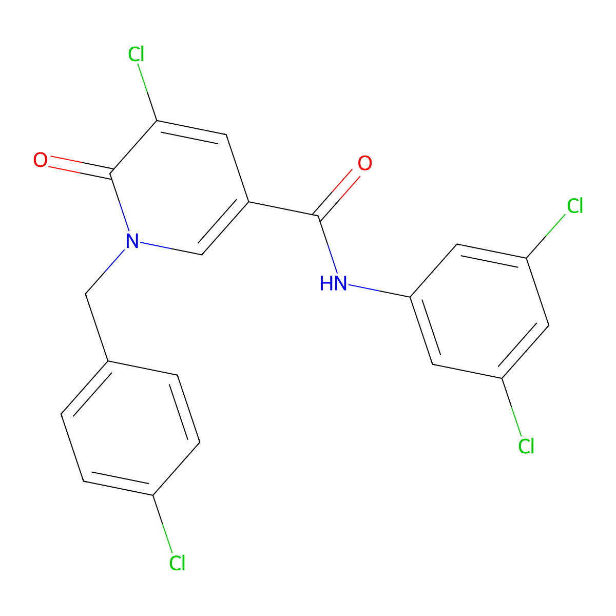 5-chloro-1-(4-chlorobenzyl)-N-(3,5-dichlorophenyl)-6-oxo-1,6-dihydro-3-pyridinecarboxamide molecular structure, CAS 339024-82-7