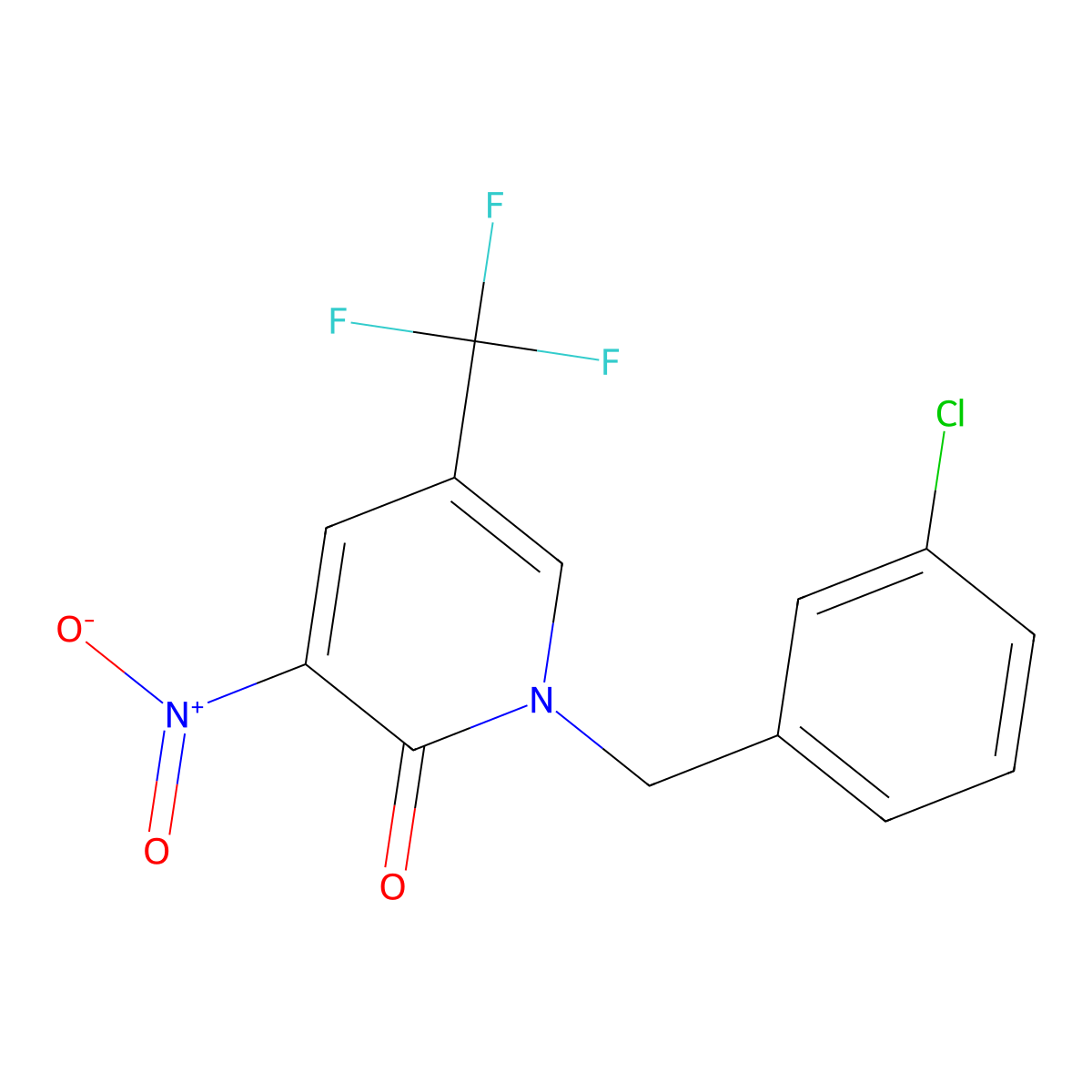 1-(3-chlorobenzyl)-3-nitro-5-(trifluoromethyl)-2(1H)-pyridinone molecular structure, CAS 339024-88-3