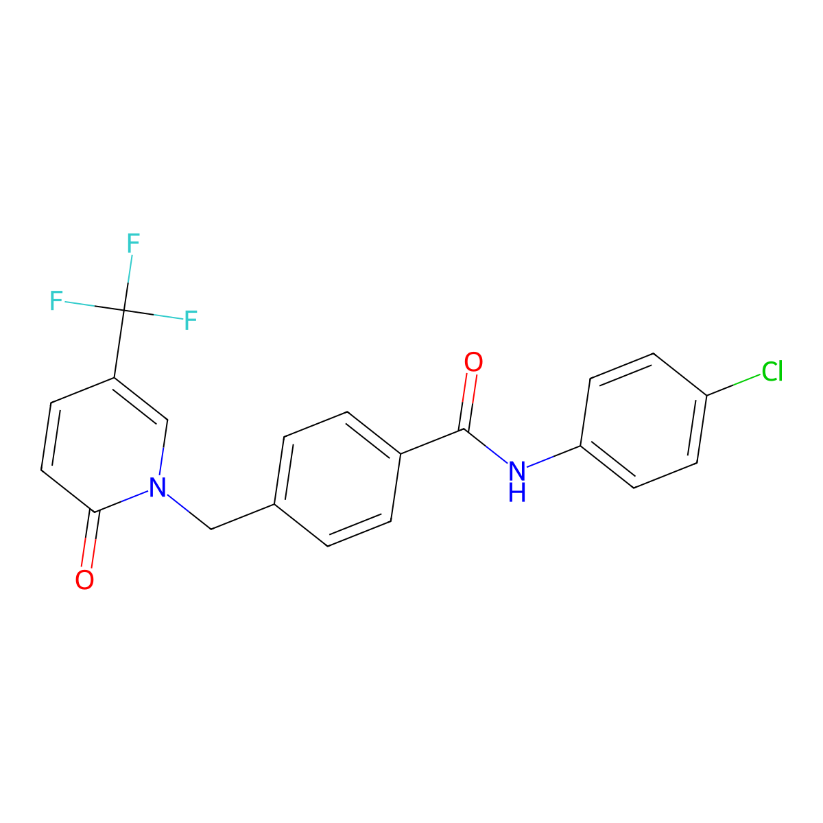 N-(4-chlorophenyl)-4-{[2-oxo-5-(trifluoromethyl)-1(2H)-pyridinyl]methyl}benzenecarboxamide molecular structure, CAS 339025-00-2