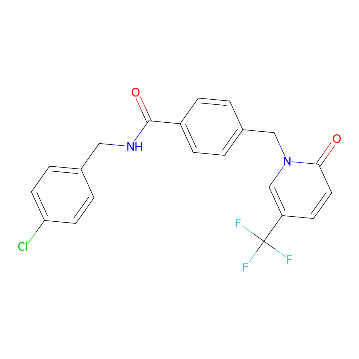 N-(4-chlorobenzyl)-4-{[2-oxo-5-(trifluoromethyl)-1(2H)-pyridinyl]methyl}benzenecarboxamide molecular structure, CAS 339025-02-4
