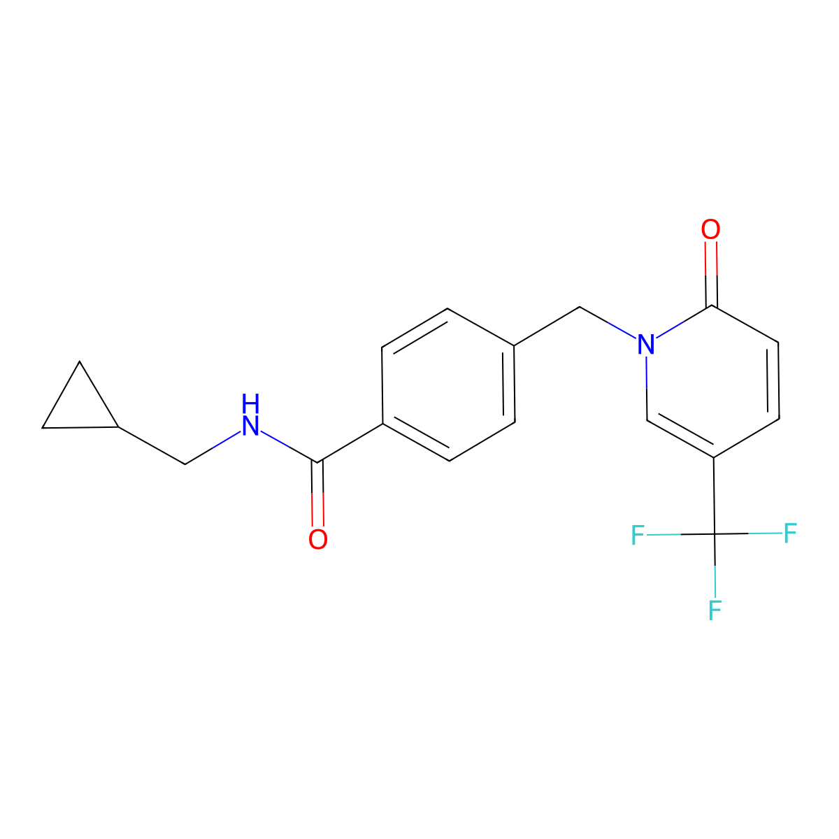 N-(cyclopropylmethyl)-4-{[2-oxo-5-(trifluoromethyl)-1(2H)-pyridinyl]methyl}benzenecarboxamide molecular structure, CAS 339025-15-9