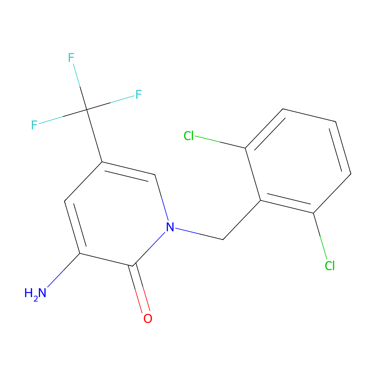 3-amino-1-(2,6-dichlorobenzyl)-5-(trifluoromethyl)-2(1H)-pyridinone molecular structure, CAS 339025-17-1