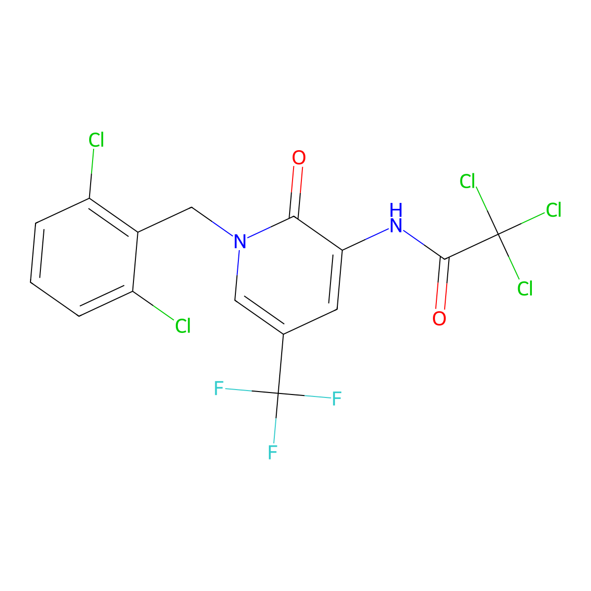 2,2,2-trichloro-N-[1-[(2,6-dichlorophenyl)methyl]-2-oxo-5-(trifluoromethyl)pyridin-3-yl]acetamide molecular structure, CAS 339025-23-9