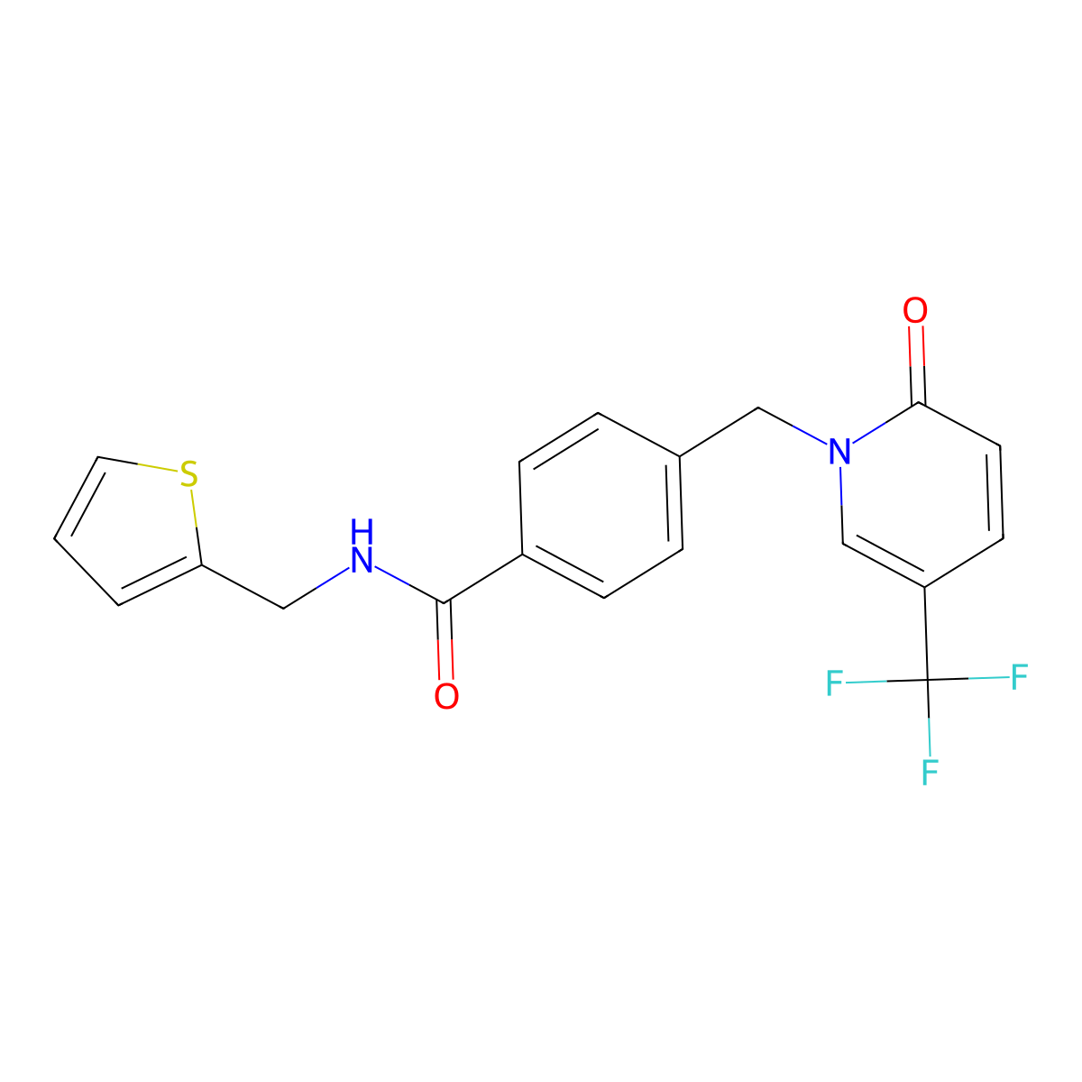 4-{[2-oxo-5-(trifluoromethyl)-1(2H)-pyridinyl]methyl}-N-(2-thienylmethyl)benzenecarboxamide molecular structure, CAS 339025-35-3