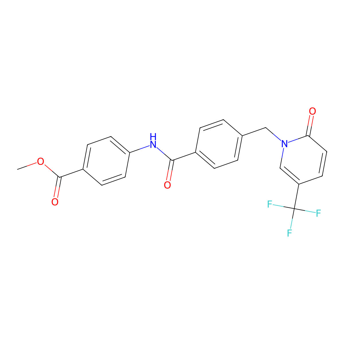 Methyl 4-[[4-[[2-oxo-5-(trifluoromethyl)pyridin-1-yl]methyl]benzoyl]amino]benzoate molecular structure, CAS 339025-42-2