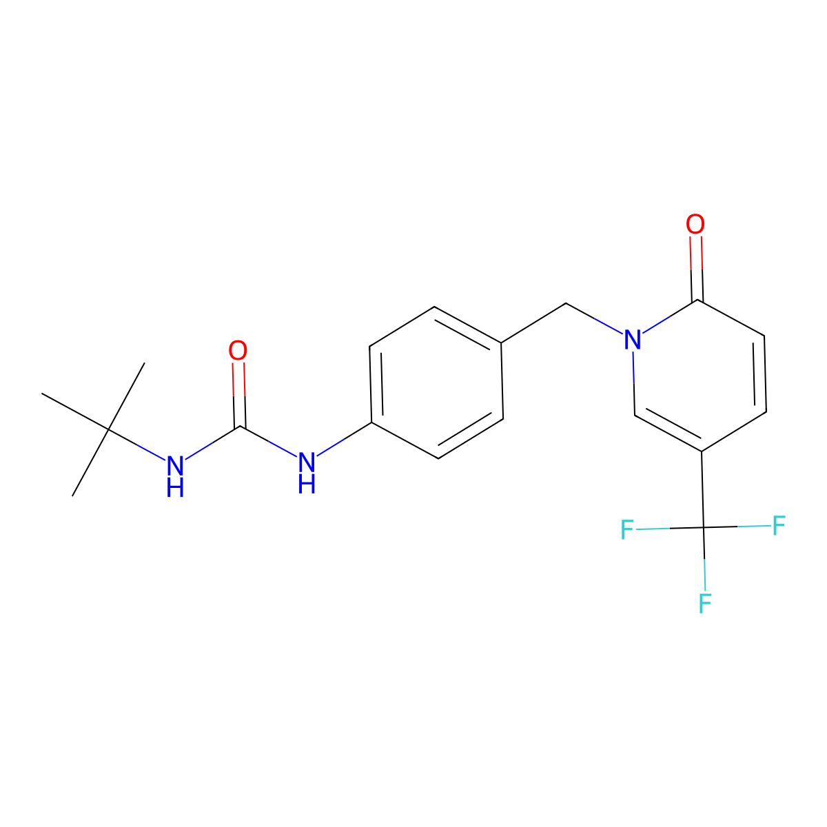 N-(tert-butyl)-N'-(4-{[2-oxo-5-(trifluoromethyl)-1(2H)-pyridinyl]methyl}phenyl)urea molecular structure, CAS 339025-54-6