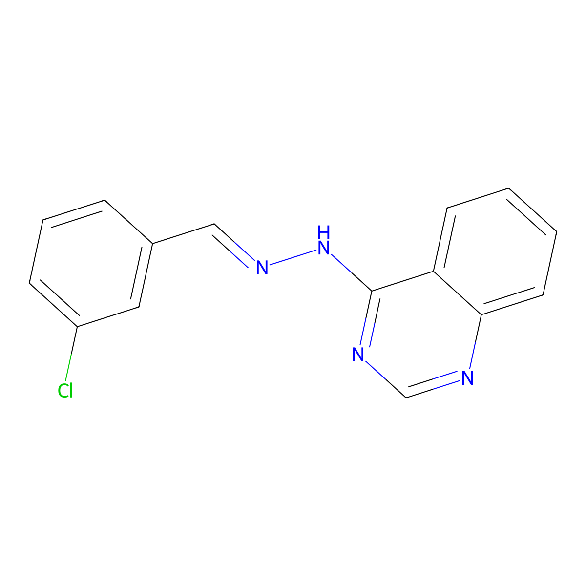 3-chlorobenzenecarbaldehyde N-(4-quinazolinyl)hydrazone molecular structure, CAS 339025-71-7