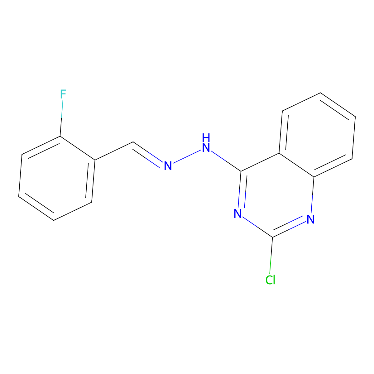 2-chloro-4-[(E)-2-[(2-fluorophenyl)methylidene]hydrazin-1-yl]quinazoline molecular structure, CAS 339025-94-4