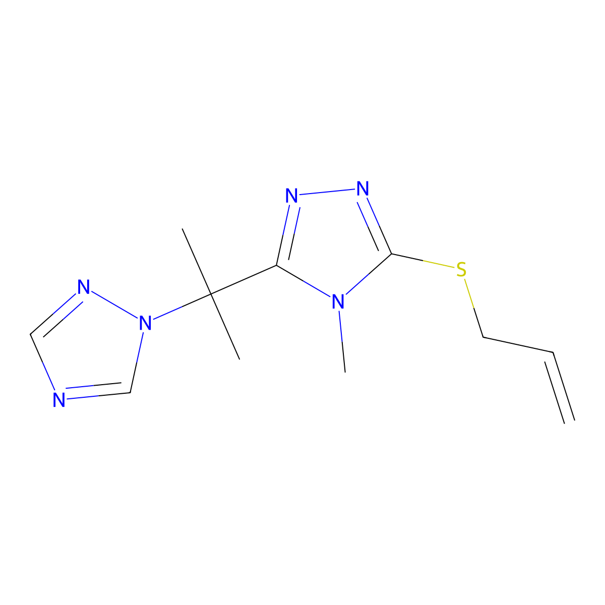 4-Methyl-3-prop-2-enylsulfanyl-5-[2-(1,2,4-triazol-1-yl)propan-2-yl]-1,2,4-triazole molecular structure, CAS 339026-20-9