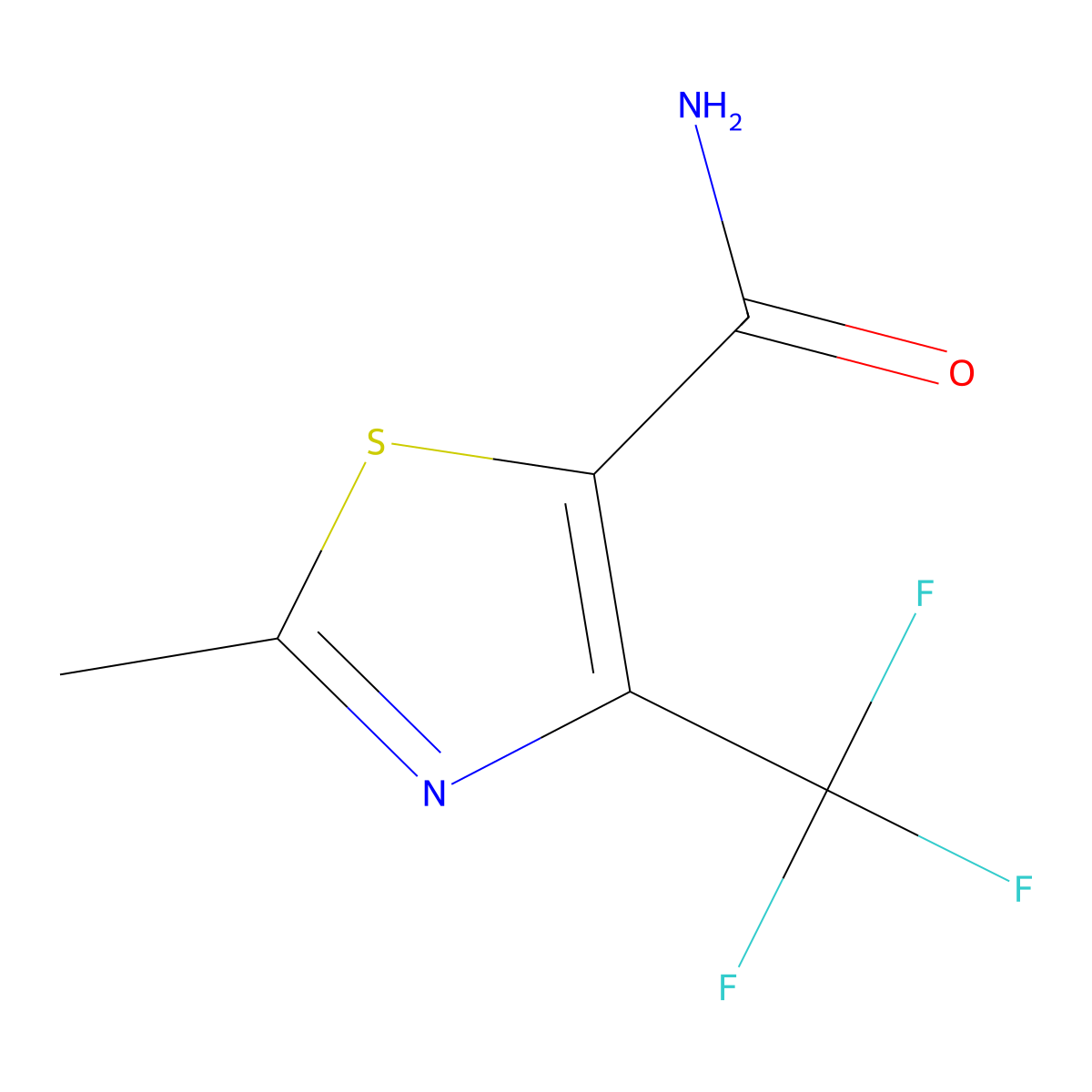 2-Methyl-4-(trifluoromethyl)-1,3-thiazole-5-carboxamide molecular structure, CAS 339026-31-2