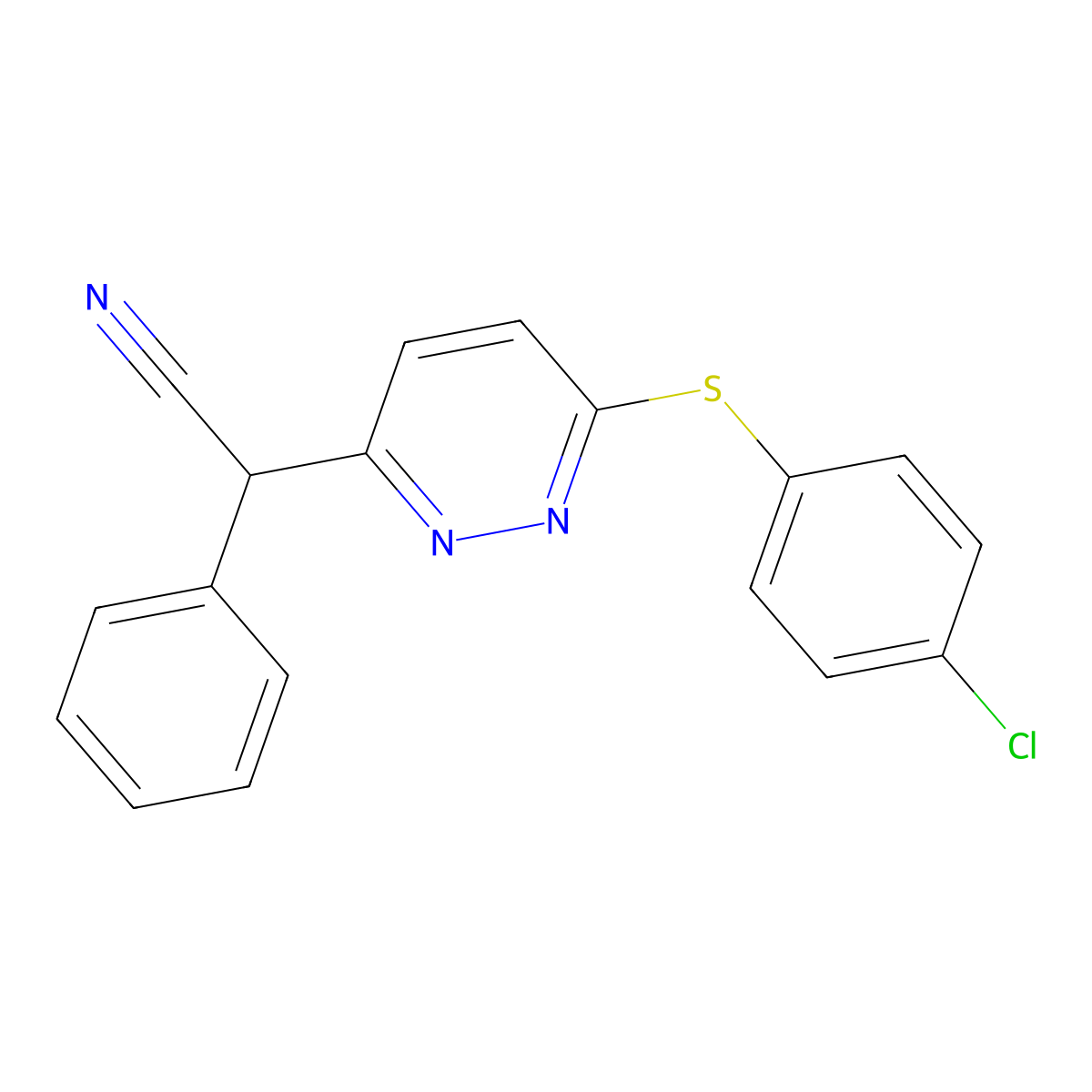 2-{6-[(4-Chlorophenyl)sulfanyl]-3-pyridazinyl}-2-phenylacetonitrile molecular structure, CAS 339026-43-6
