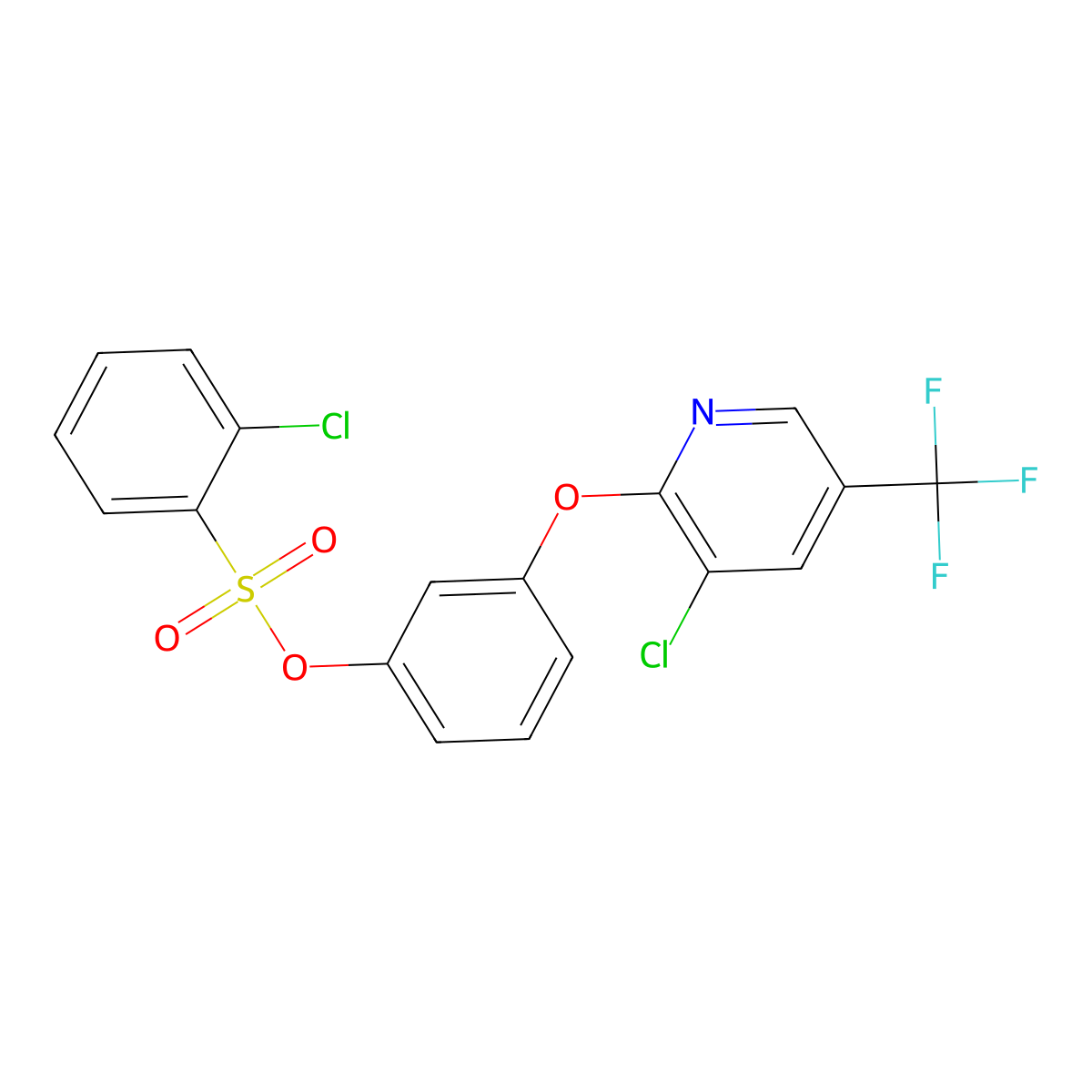 3-{[3-Chloro-5-(trifluoromethyl)-2-pyridinyl]oxy}phenyl 2-chlorobenzenesulfonate molecular structure, CAS 339026-70-9