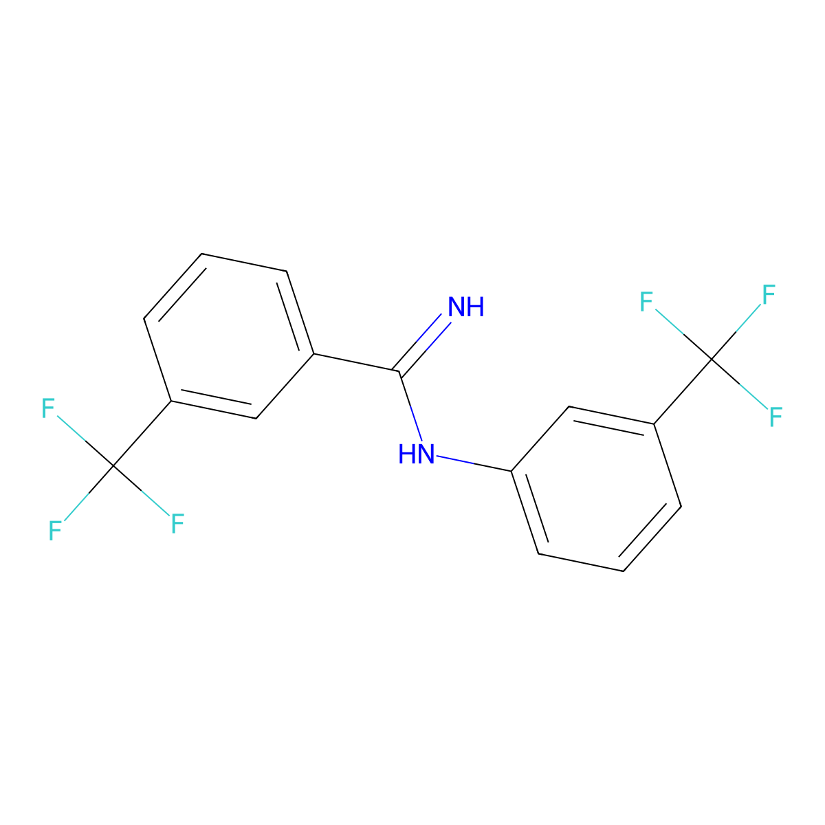 3-(trifluoromethyl)-N-[3-(trifluoromethyl)phenyl]benzenecarboximidamide molecular structure, CAS 339027-02-0