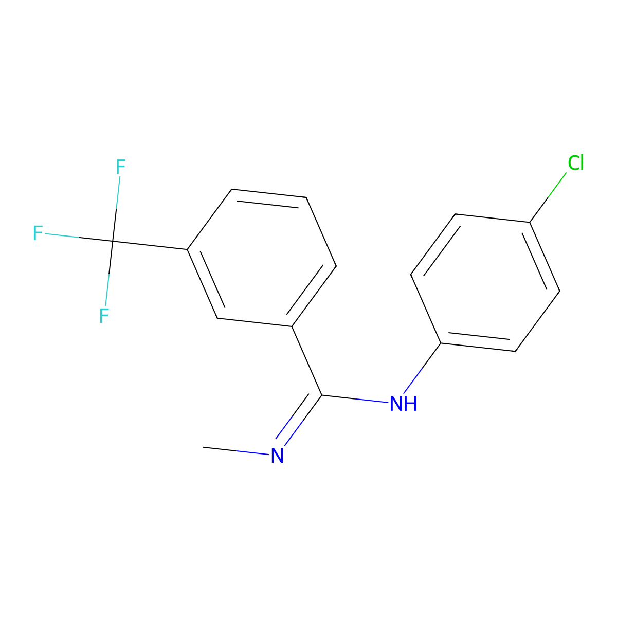 N-(4-chlorophenyl)-N'-methyl-3-(trifluoromethyl)benzenecarboximidamide molecular structure, CAS 339027-05-3