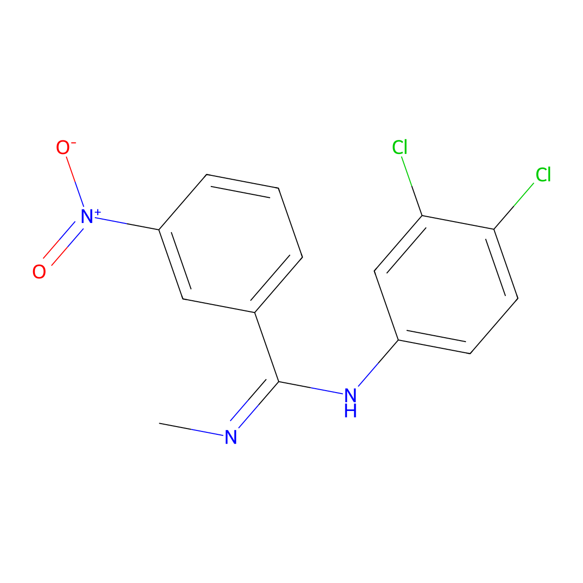 N-(3,4-dichlorophenyl)-N'-methyl-3-nitrobenzenecarboximidamide molecular structure, CAS 339027-14-4