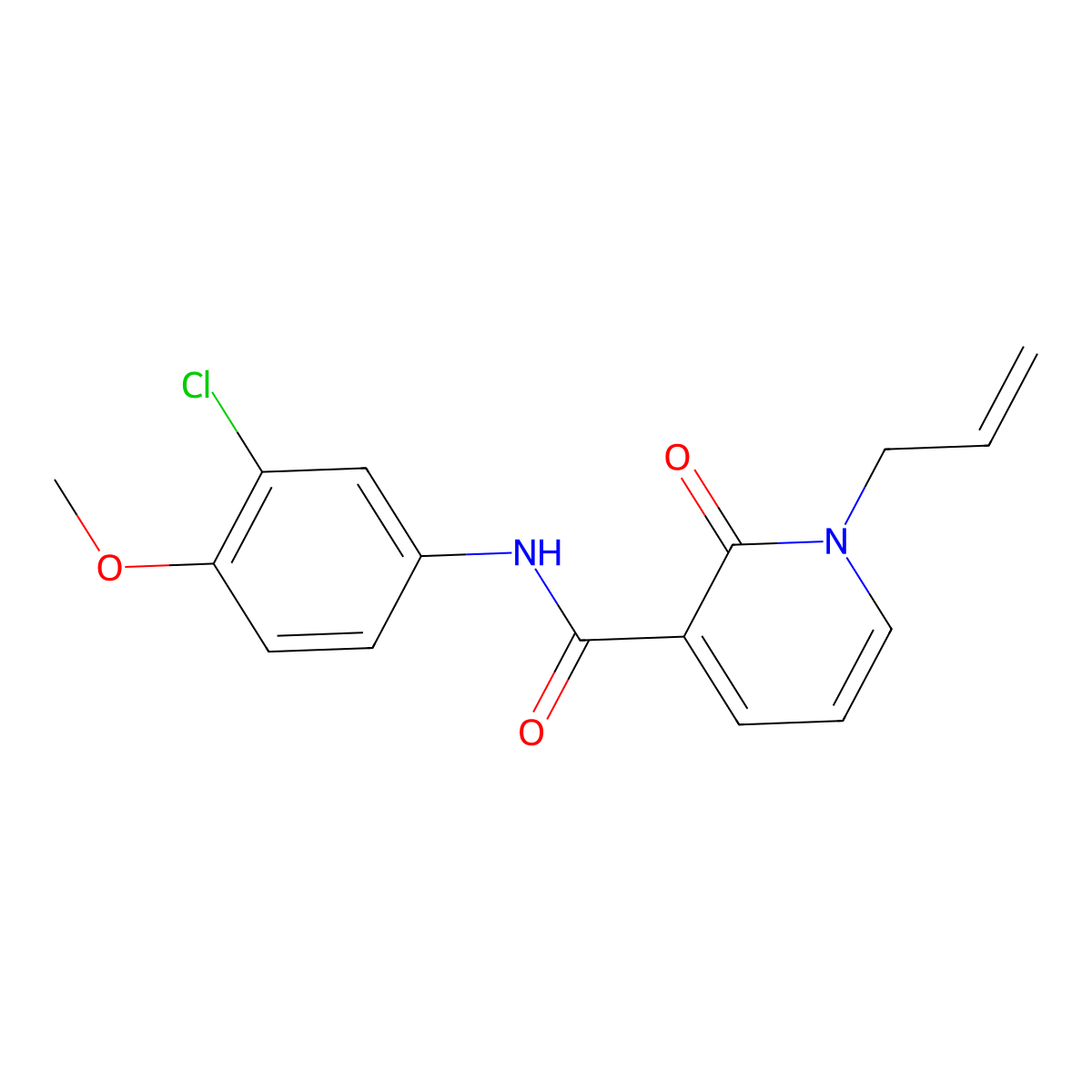 1-allyl-N-(3-chloro-4-methoxyphenyl)-2-oxo-1,2-dihydro-3-pyridinecarboxamide molecular structure, CAS 339027-38-2