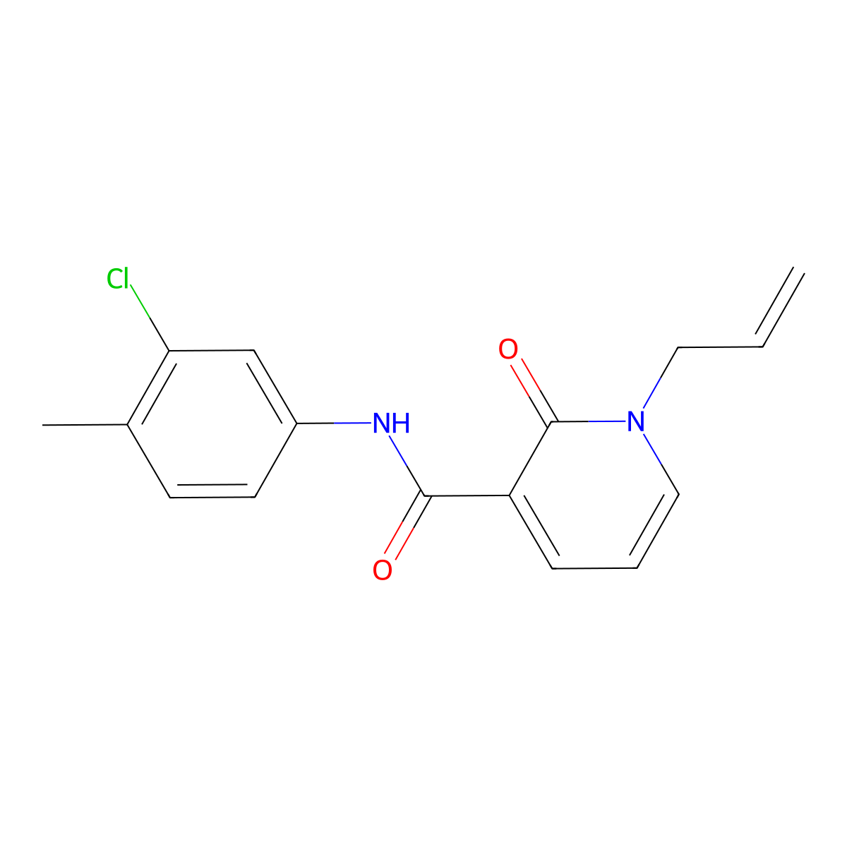 1-allyl-N-(3-chloro-4-methylphenyl)-2-oxo-1,2-dihydro-3-pyridinecarboxamide molecular structure, CAS 339027-40-6