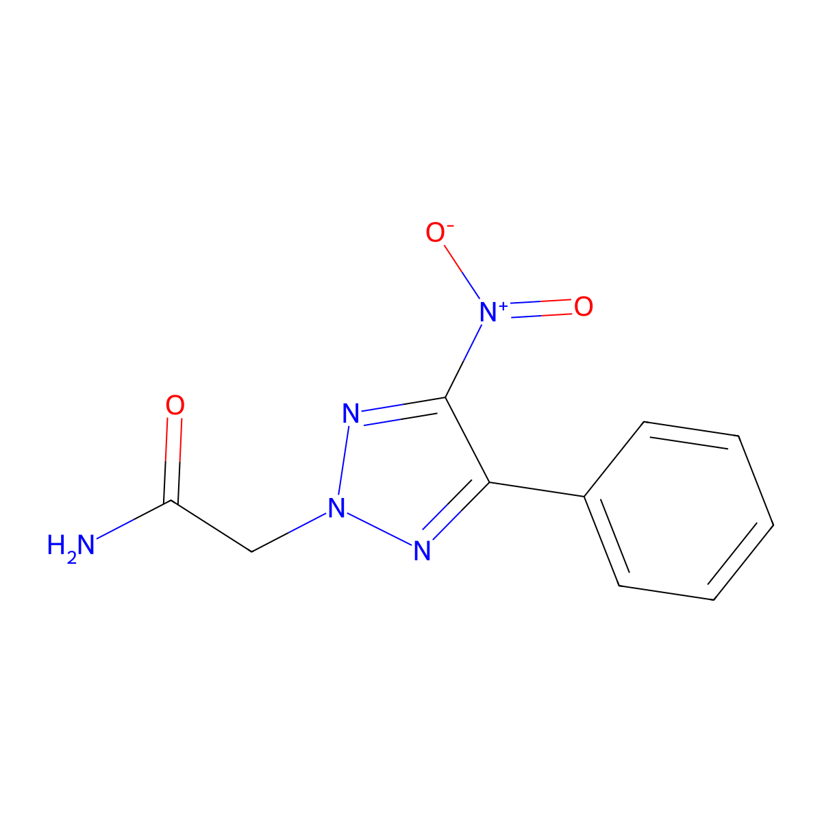 4-Nitro-5-phenyl-2H-1,2,3-triazole-2-acetamide molecular structure, CAS 339027-56-4