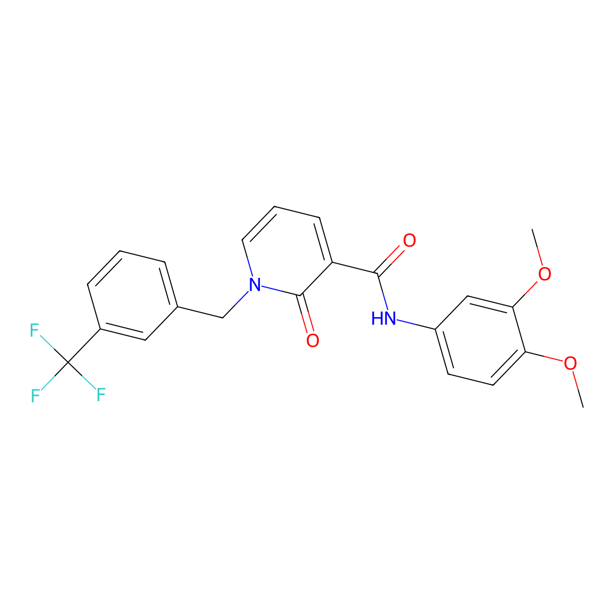 N-(3,4-dimethoxyphenyl)-2-oxo-1-[[3-(trifluoromethyl)phenyl]methyl]pyridine-3-carboxamide molecular structure, CAS 339027-73-5