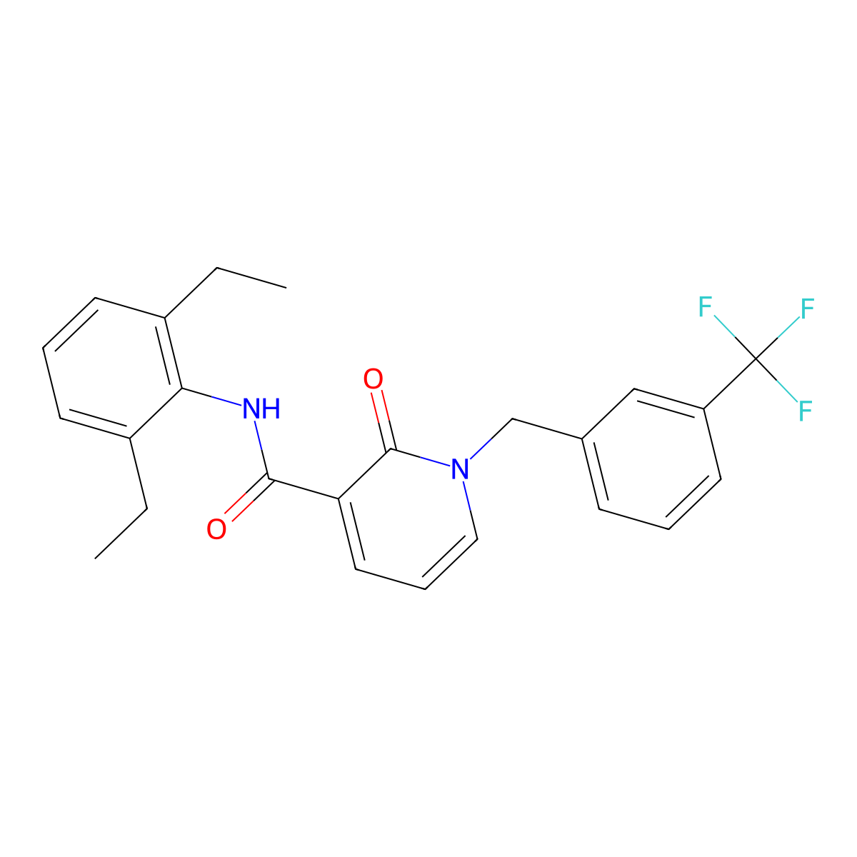 N-(2,6-diethylphenyl)-2-oxo-1-[[3-(trifluoromethyl)phenyl]methyl]pyridine-3-carboxamide molecular structure, CAS 339027-88-2