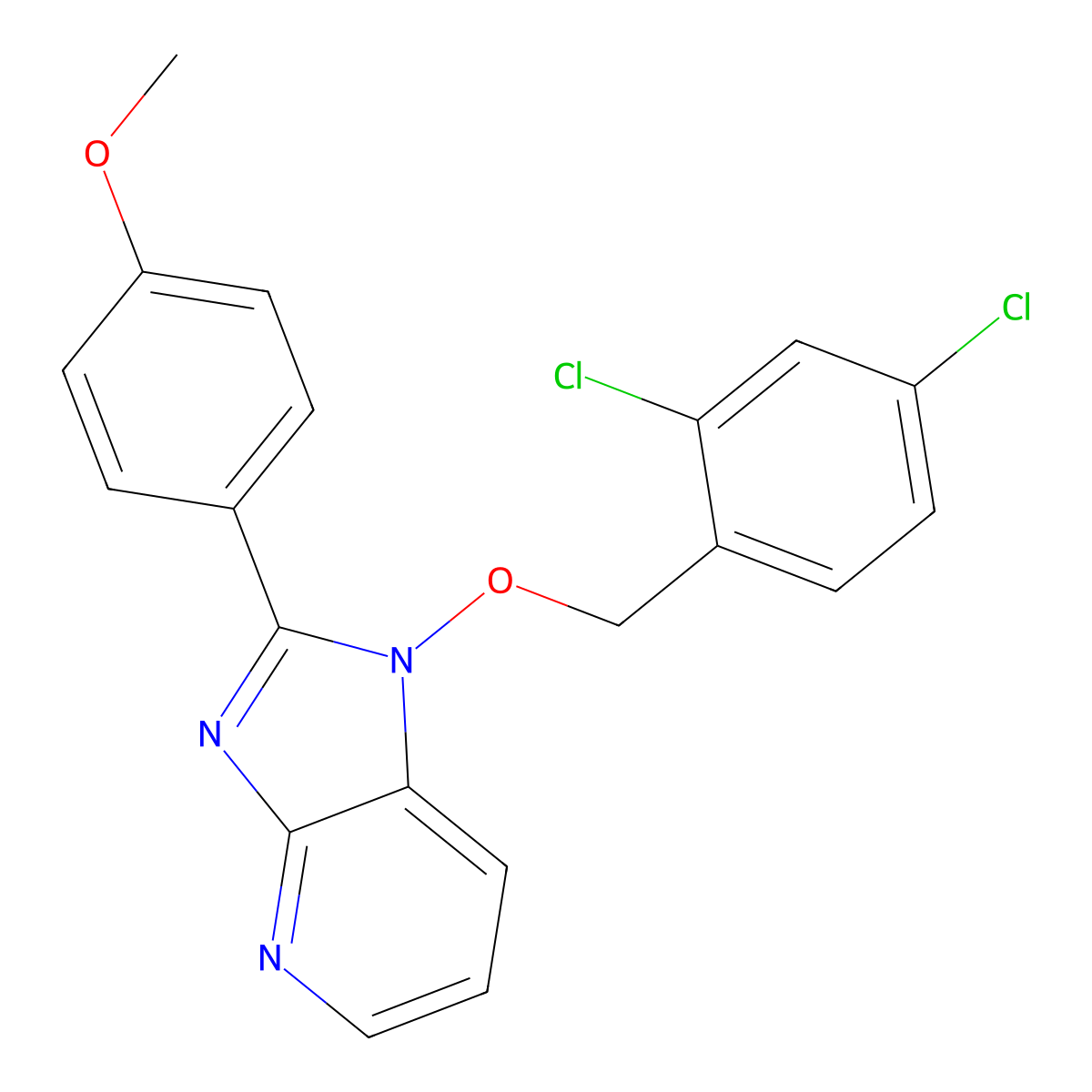 1-[(2,4-dichlorobenzyl)oxy]-2-(4-methoxyphenyl)-1H-imidazo[4,5-b]pyridine molecular structure, CAS 339027-99-5