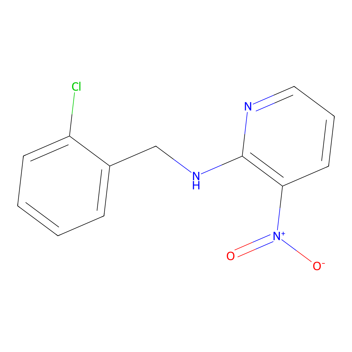 N-[(2-chlorophenyl)methyl]-3-nitropyridin-2-amine molecular structure, CAS 339028-02-3