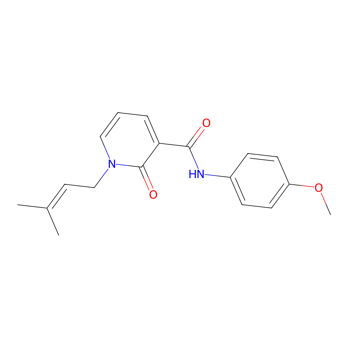 N-(4-methoxyphenyl)-1-(3-methyl-2-butenyl)-2-oxo-1,2-dihydro-3-pyridinecarboxamide molecular structure, CAS 339028-20-5