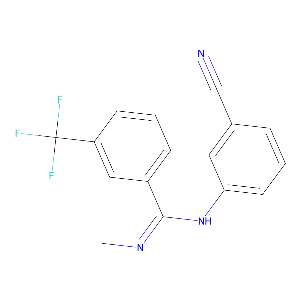 N-(3-cyanophenyl)-N'-methyl-3-(trifluoromethyl)benzenecarboximidamide molecular structure, CAS 339028-23-8