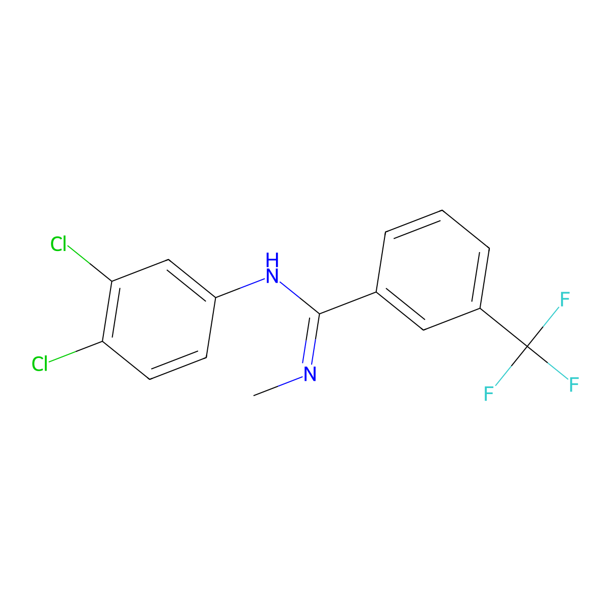 N-(3,4-dichlorophenyl)-N'-methyl-3-(trifluoromethyl)benzenecarboximidamide molecular structure, CAS 339028-27-2