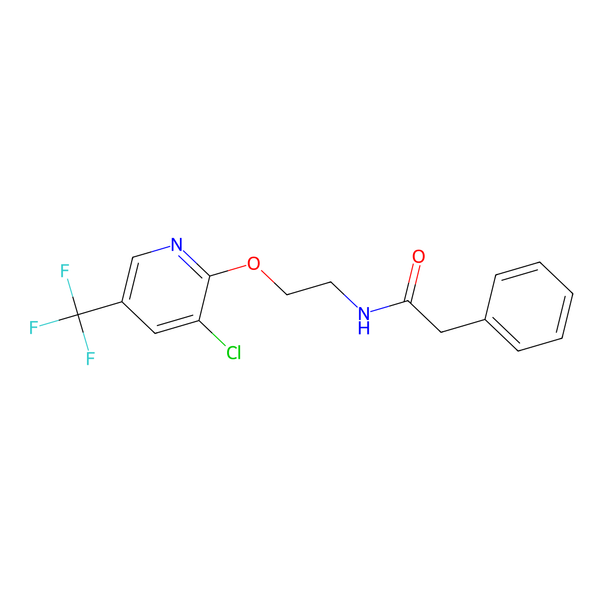 N-(2-{[3-chloro-5-(trifluoromethyl)-2-pyridinyl]oxy}ethyl)-2-phenylacetamide molecular structure, CAS 339029-17-3
