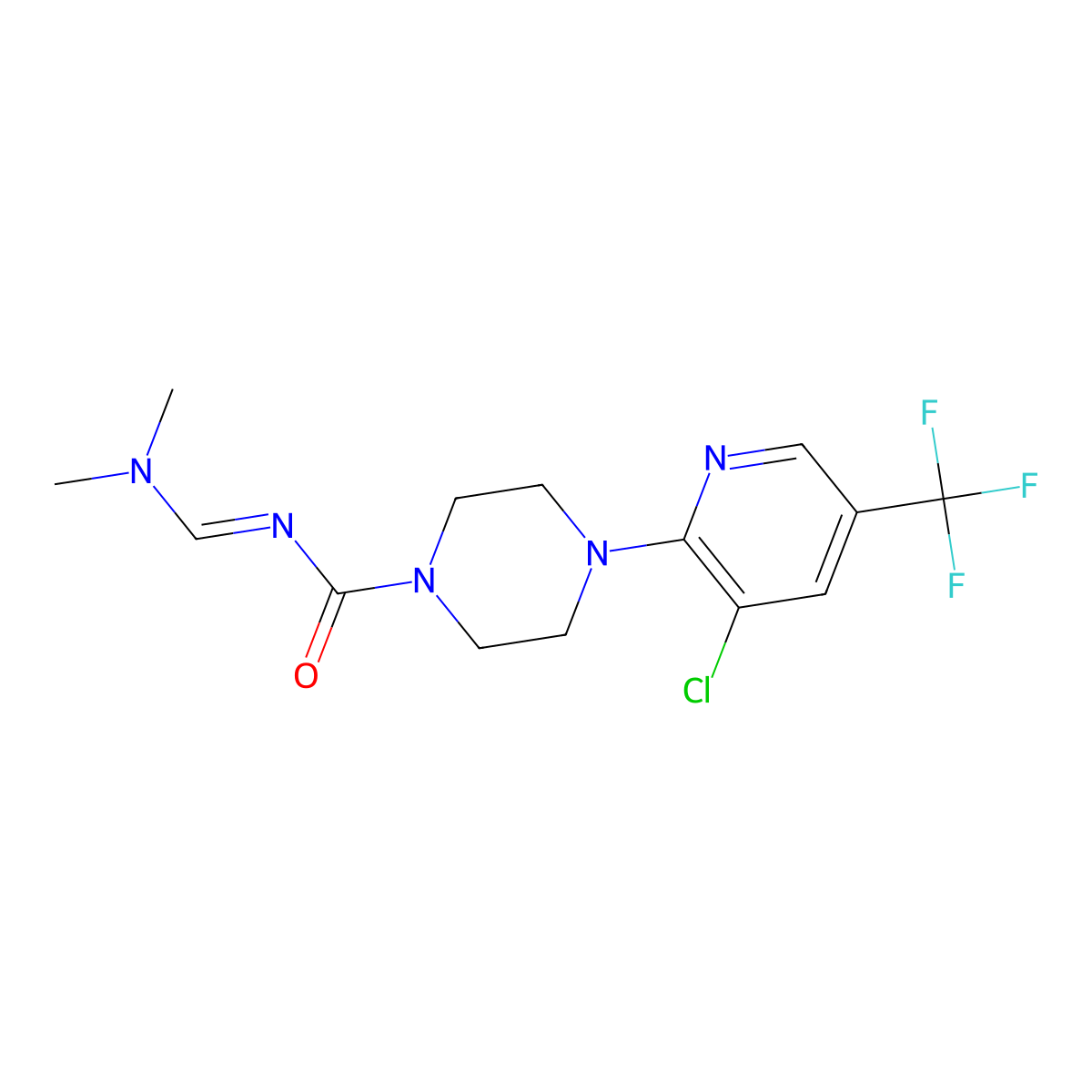4-[3-chloro-5-(trifluoromethyl)-2-pyridinyl]-N-[(dimethylamino)methylene]tetrahydro-1(2H)-pyrazinecarboxamide molecular structure, CAS 339029-24-2