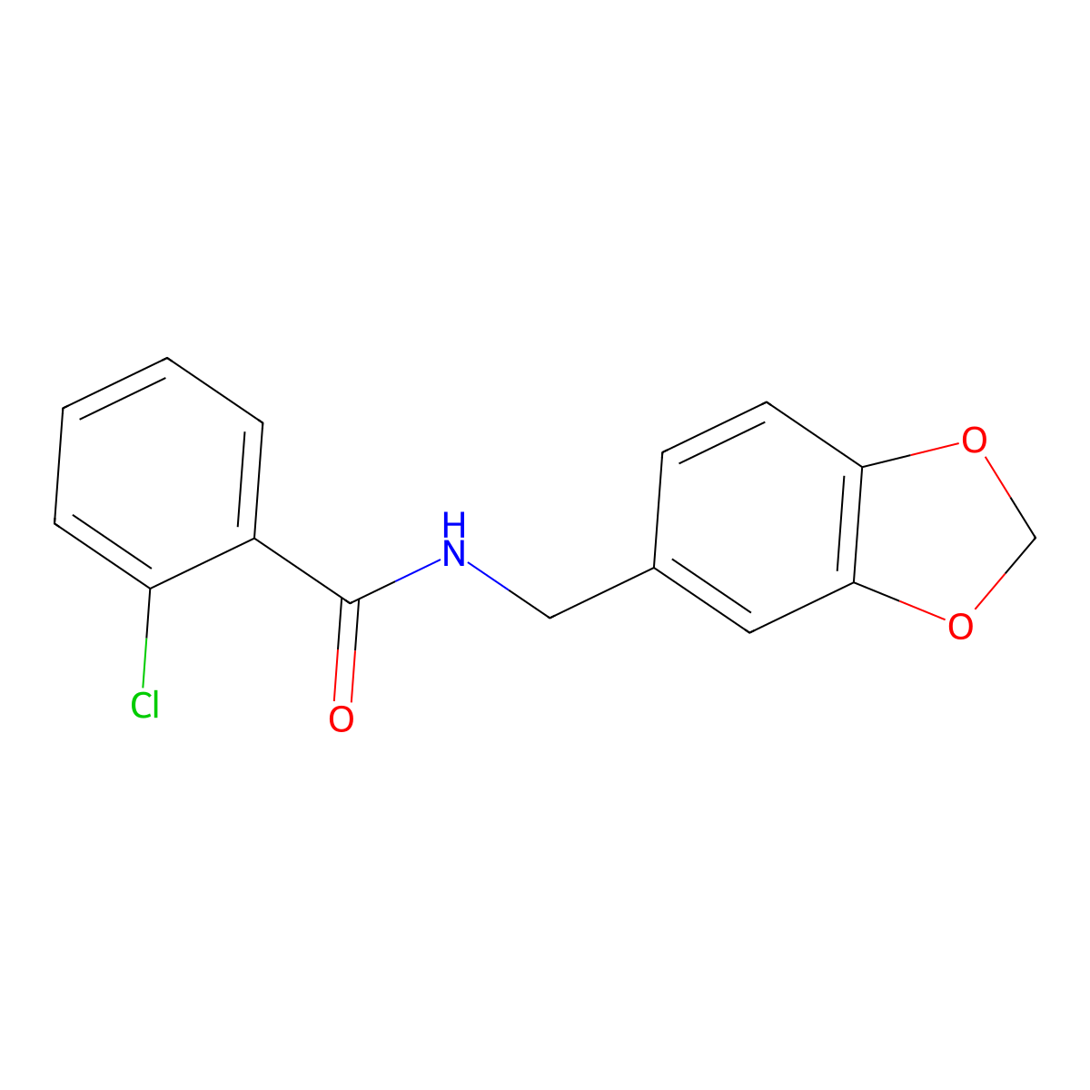 N-(1,3-benzodioxol-5-ylmethyl)-2-chlorobenzamide molecular structure, CAS 339029-26-4