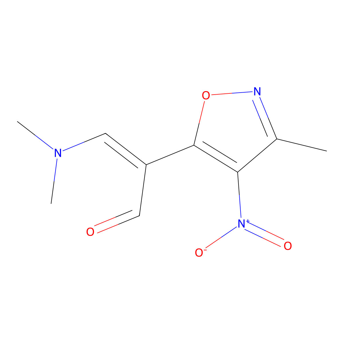 (2Z)-3-(dimethylamino)-2-(3-methyl-4-nitro-1,2-oxazol-5-yl)prop-2-enal molecular structure, CAS 339029-53-7