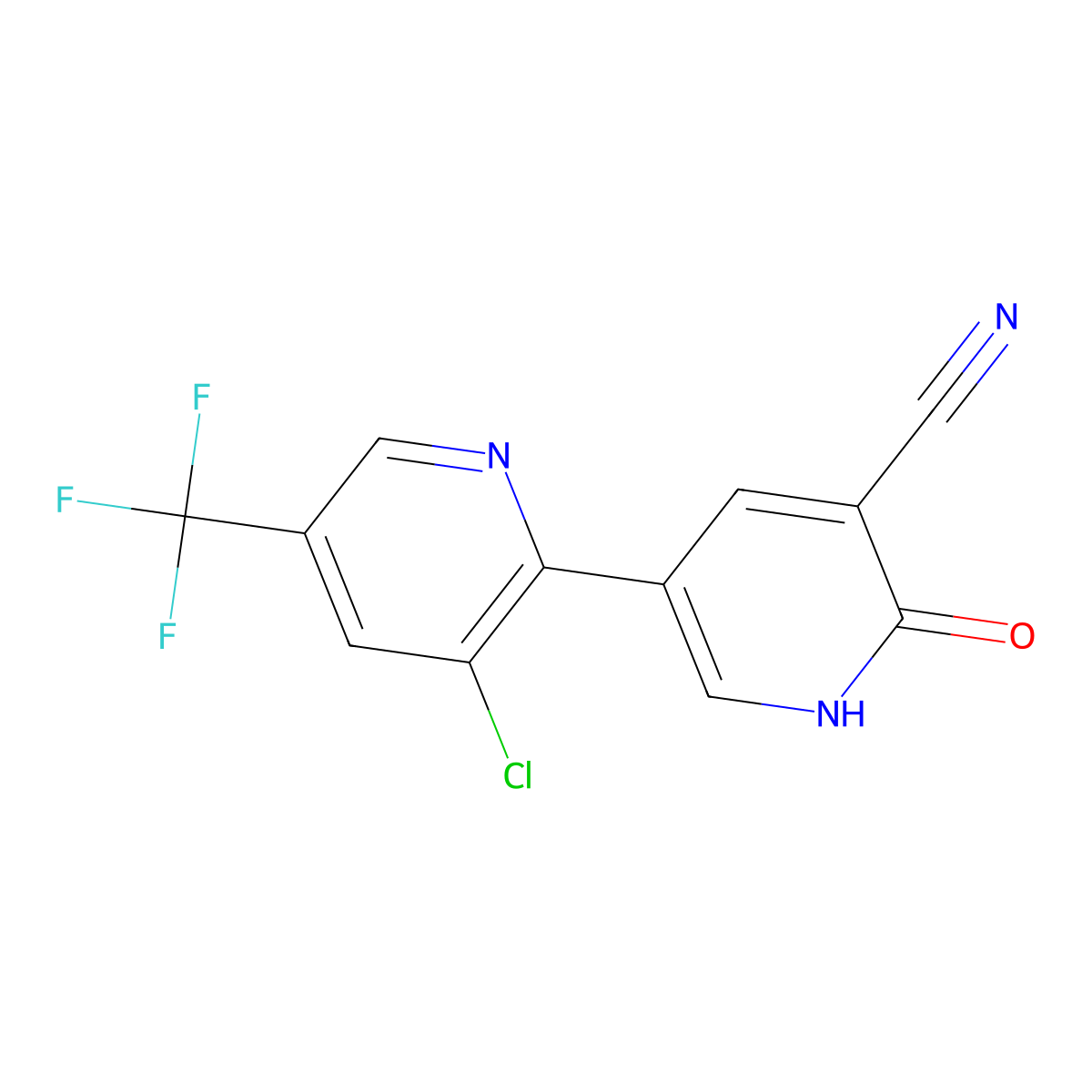 3-Chloro-6'-oxo-5-(trifluoromethyl)-1',6'-dihydro-[2,3'-bipyridine]-5'-carbonitrile molecular structure, CAS 339029-59-3