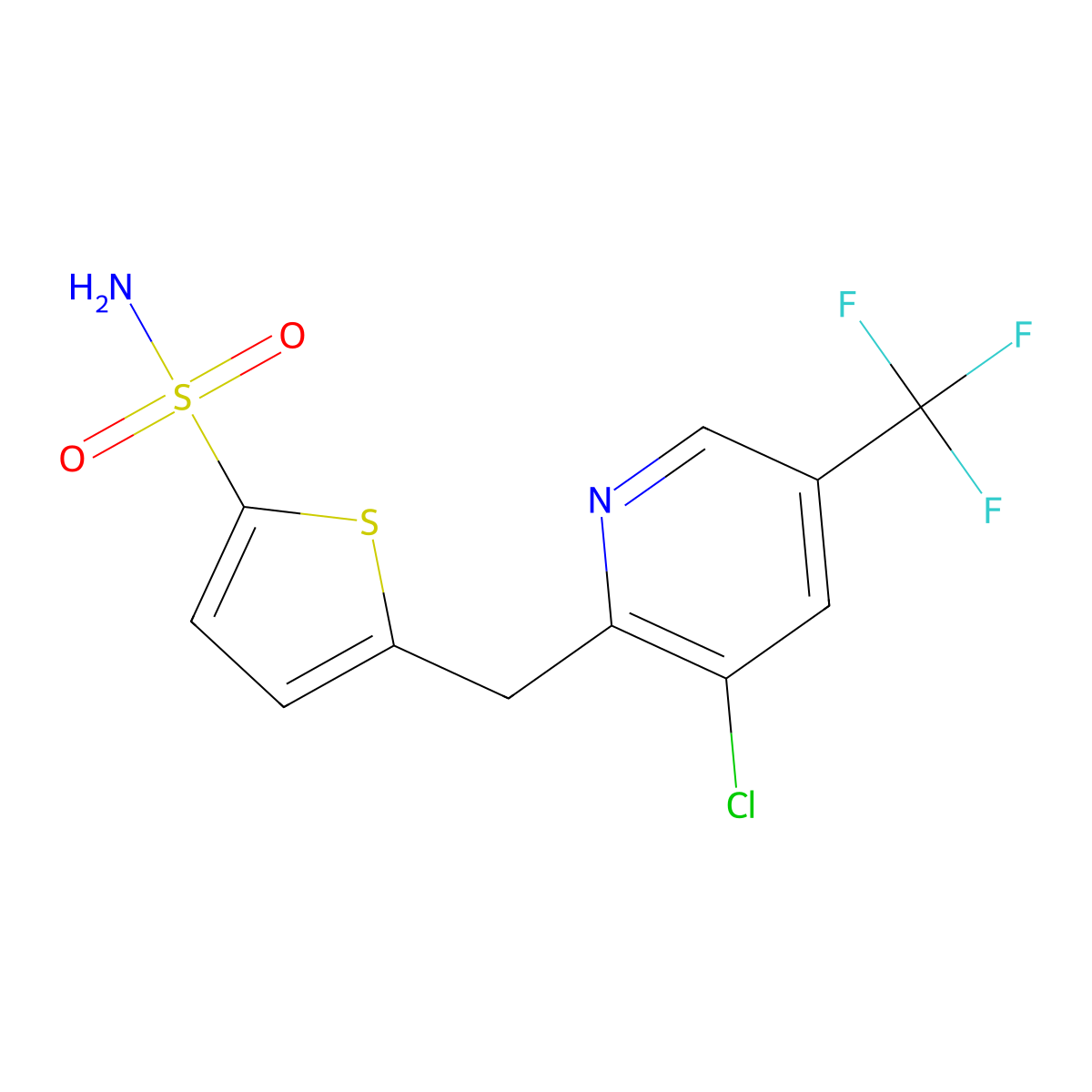 5-{[3-Chloro-5-(trifluoromethyl)-2-pyridinyl]methyl}-2-thiophenesulfonamide molecular structure, CAS 339029-65-1