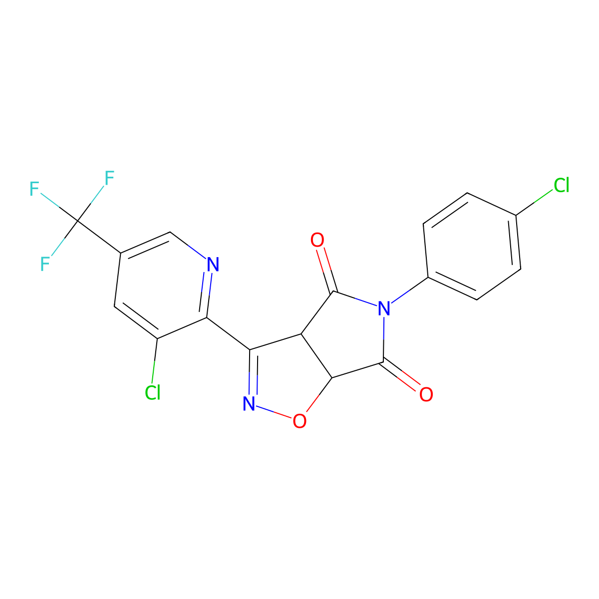 5-(4-chlorophenyl)-3-[3-chloro-5-(trifluoromethyl)-2-pyridinyl]-3aH-pyrrolo[3,4-d]isoxazole-4,6(5H,6aH)-dione molecular structure, CAS 339029-68-4