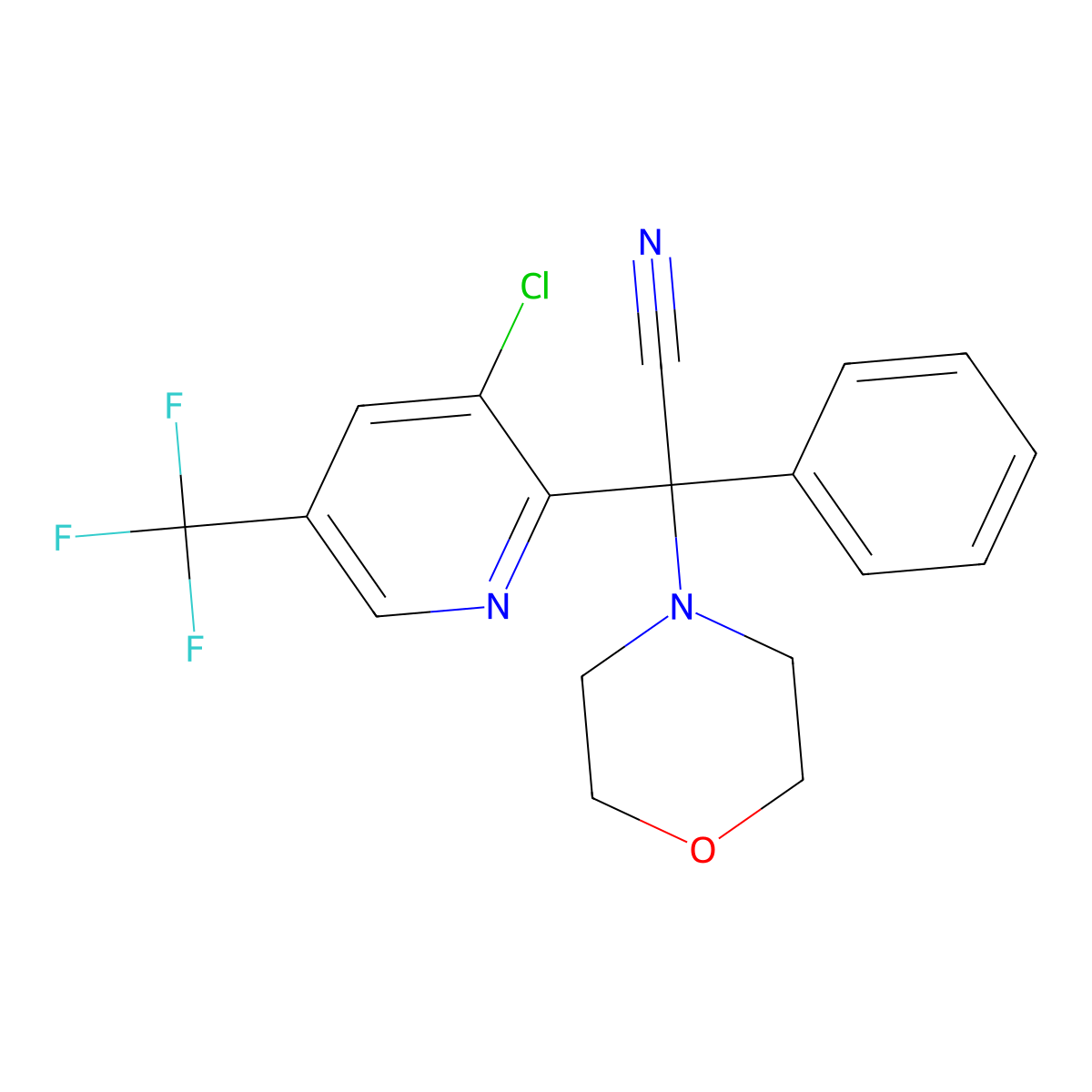 2-[3-Chloro-5-(trifluoromethyl)-2-pyridinyl]-2-morpholino-2-phenylacetonitrile molecular structure, CAS 339029-74-2