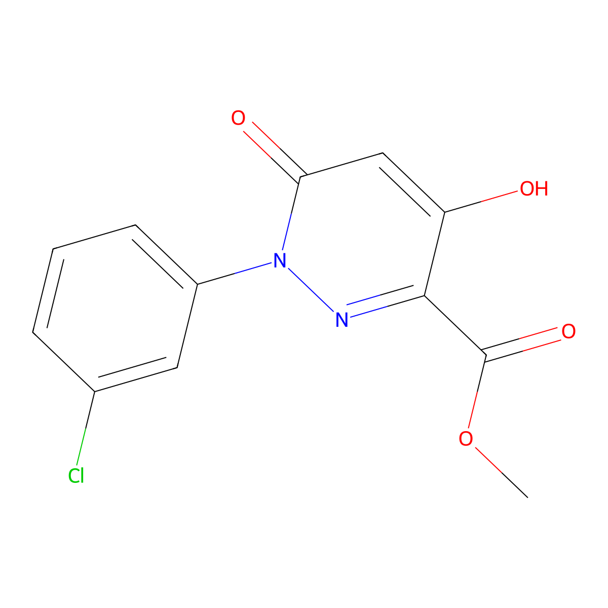 Methyl 1-(3-chlorophenyl)-4-hydroxy-6-oxo-1,6-dihydro-3-pyridazinecarboxylate molecular structure, CAS 339029-80-0