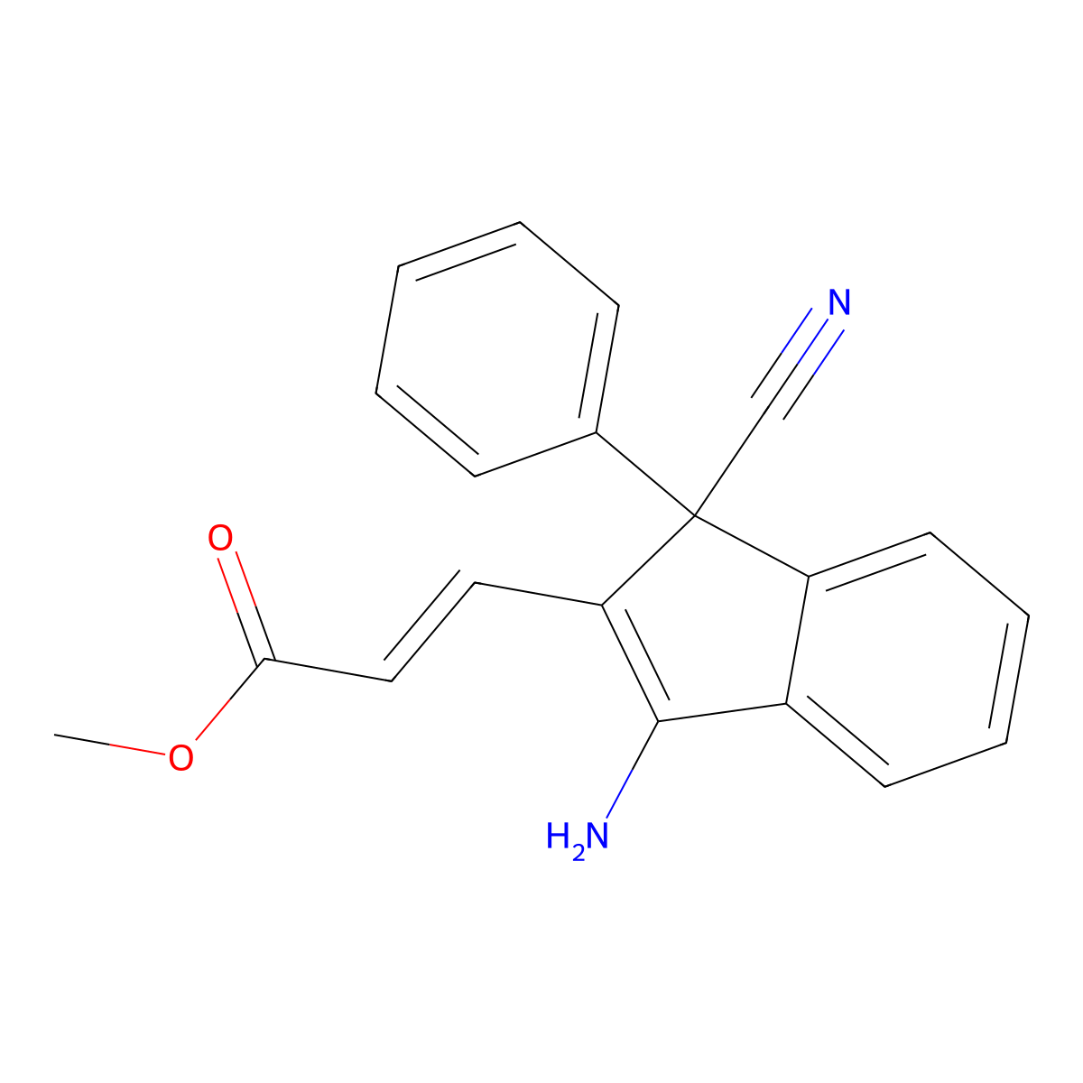 methyl 3-(3-amino-1-cyano-1-phenyl-1H-inden-2-yl)acrylate molecular structure, CAS 339029-92-4
