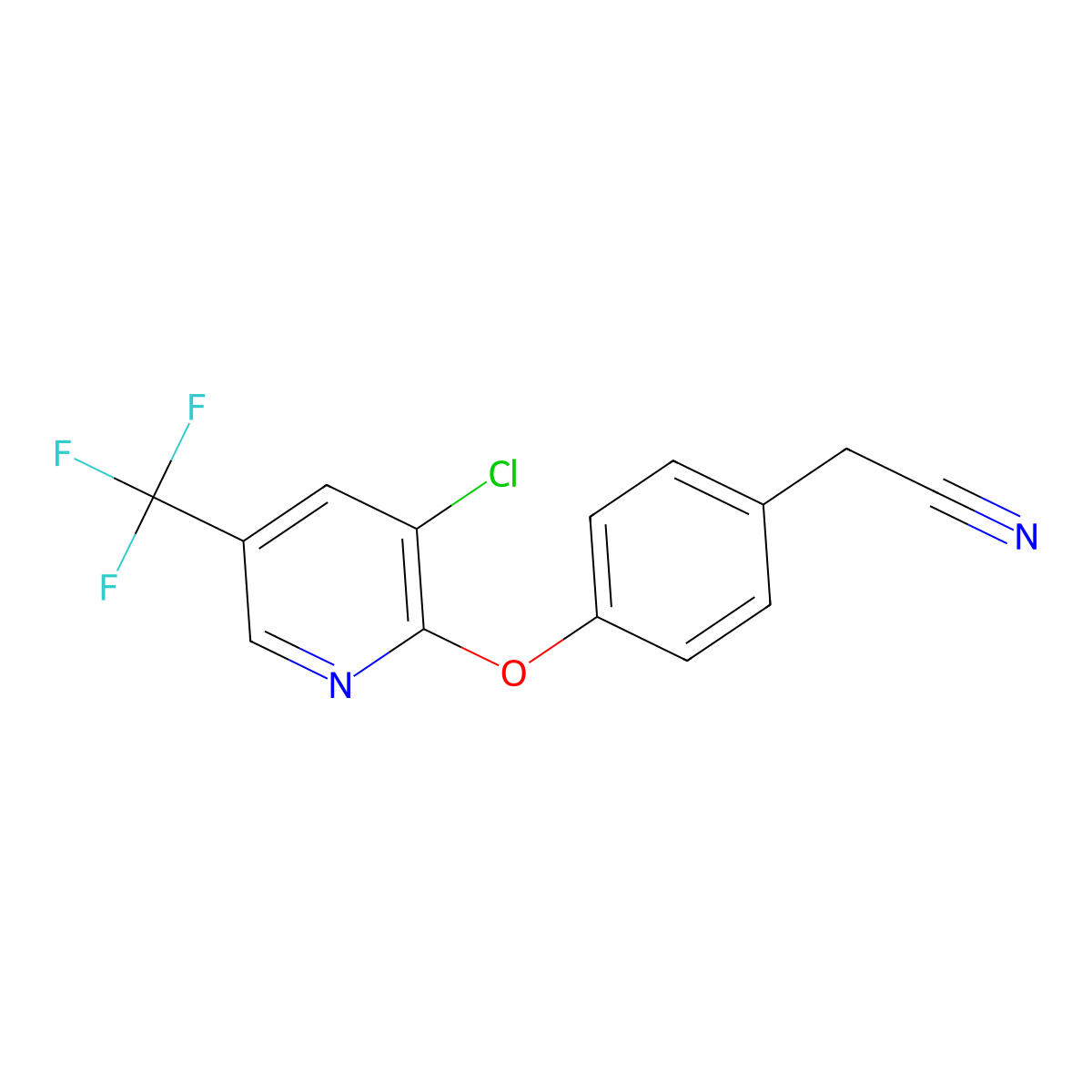 2-(4-{[3-Chloro-5-(trifluoromethyl)-2-pyridinyl]oxy}phenyl)acetonitrile molecular structure, CAS 339029-95-7