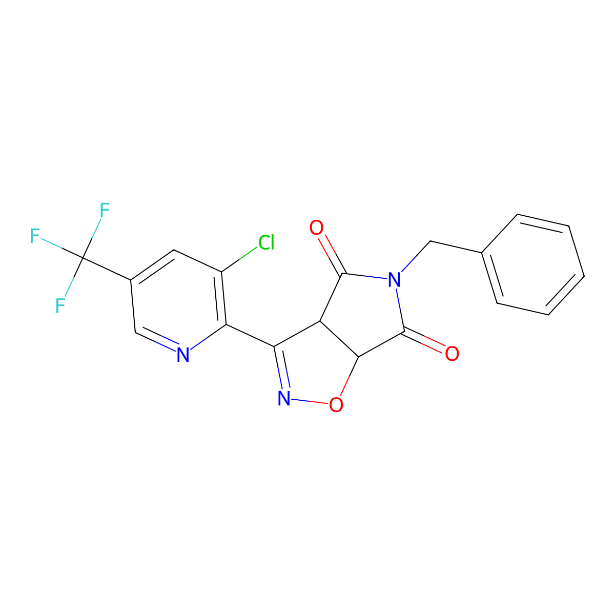 5-benzyl-3-[3-chloro-5-(trifluoromethyl)-2-pyridinyl]-3aH-pyrrolo[3,4-d]isoxazole-4,6(5H,6aH)-dione molecular structure, CAS 339030-07-8