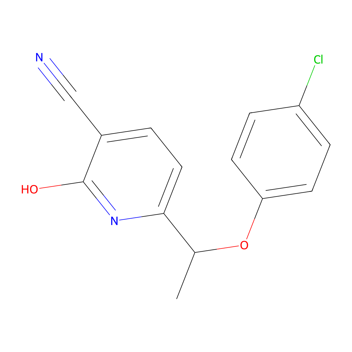 6-[1-(4-Chlorophenoxy)ethyl]-2-hydroxynicotinonitrile molecular structure, CAS 339030-10-3