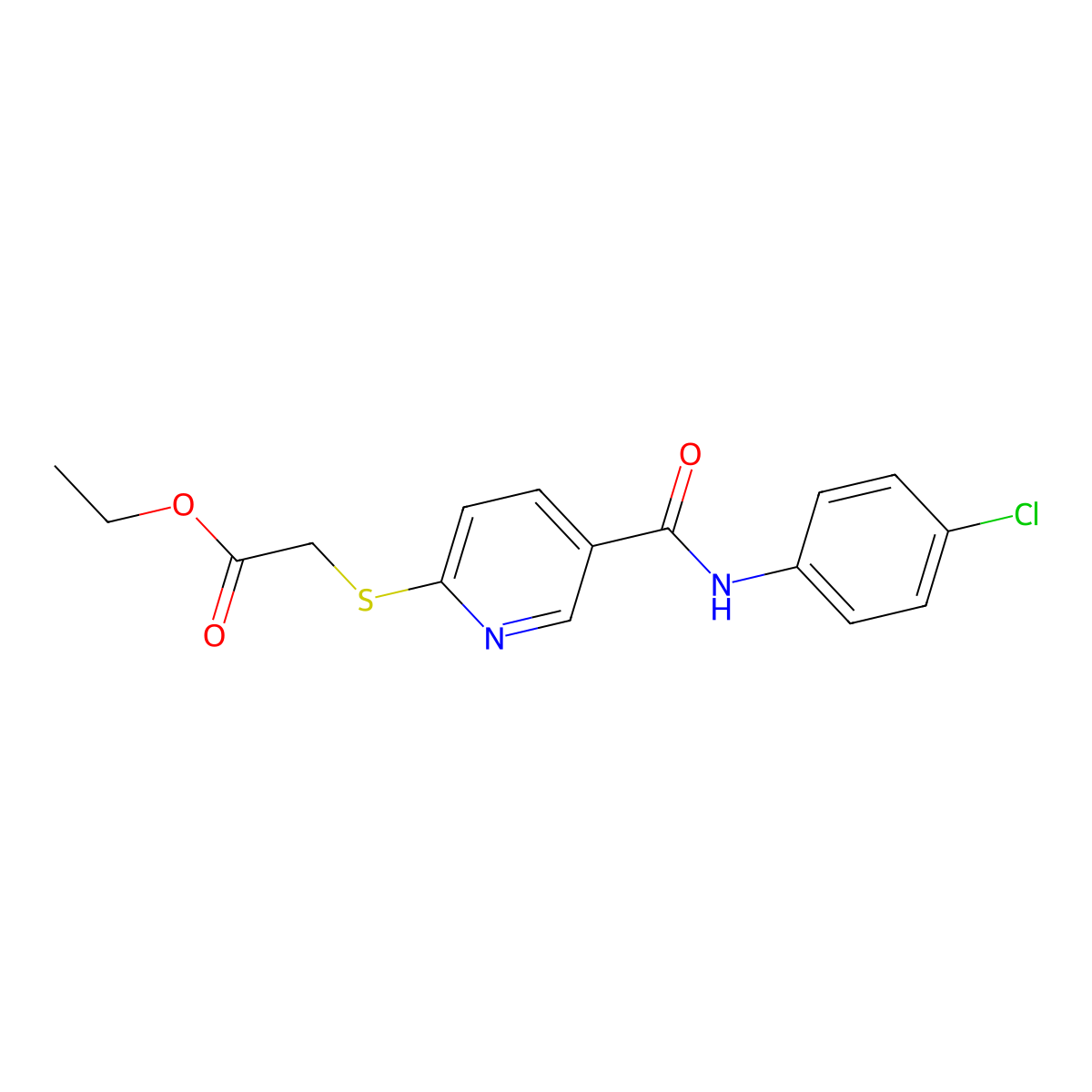 Ethyl 2-({5-[(4-chloroanilino)carbonyl]-2-pyridinyl}sulfanyl)acetate molecular structure, CAS 339030-28-3